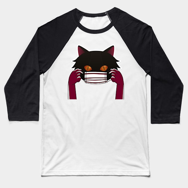 Quarantined Cat with Face Mask Baseball T-Shirt by Super Print On